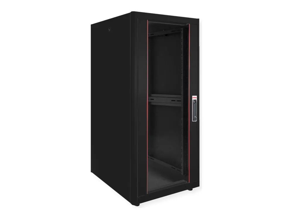 ROLINE Basic - Schrank Netzwerkschrank - glass door, 600x800 WxD - RAL 9005, Jet Black - 26U - 48.3 cm (19")
