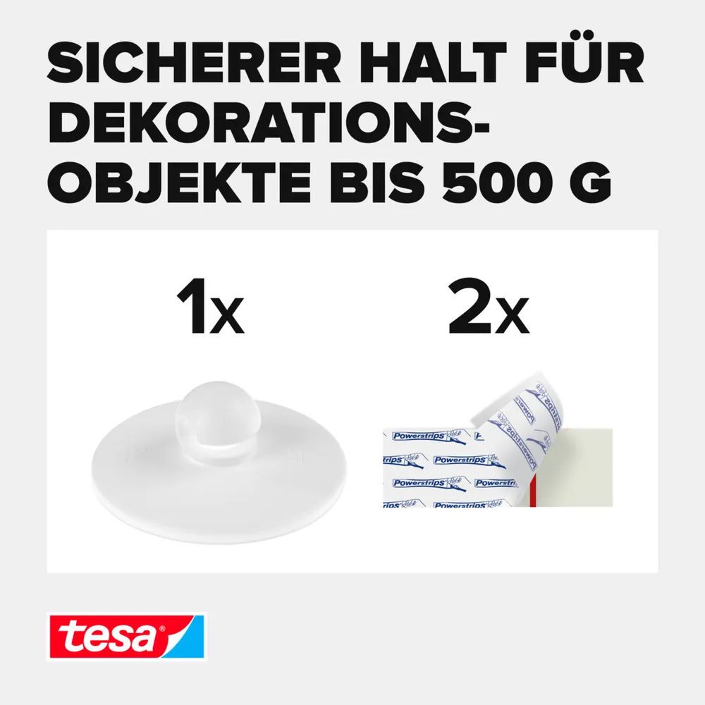 Tesa Powerstrips - Indoor - Universalhaken - Weiß - Kunststoff - Klebestreifen - 0,5 kg