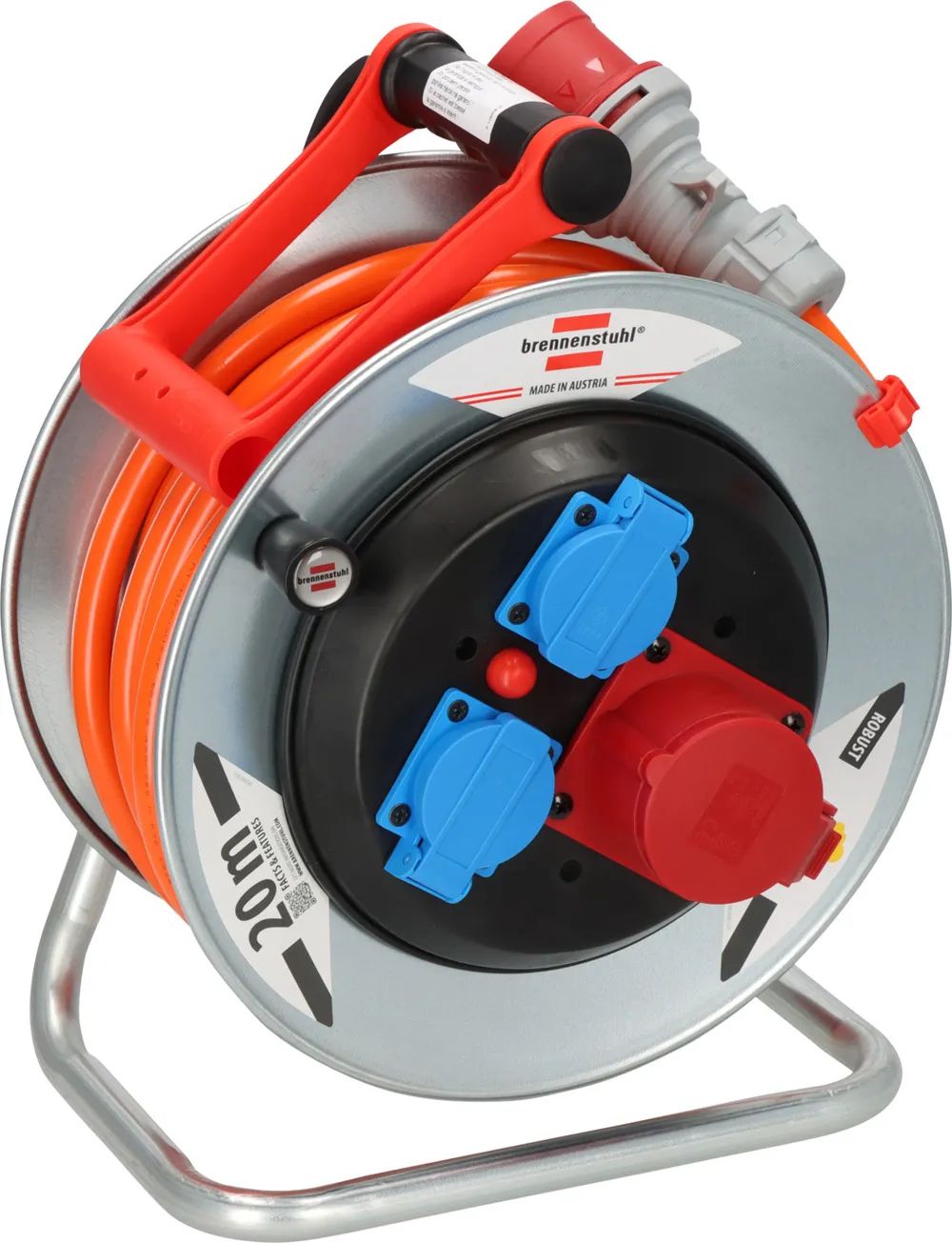 Hugo Brennenstuhl GmbH & Co. KG Garant® CEE/5 Kabeltrommel SK 290 IP44, 1xCEE/5 400V/16A, 2x Typ F, 20m AT-N07V3V3-F 5G2,5 orange