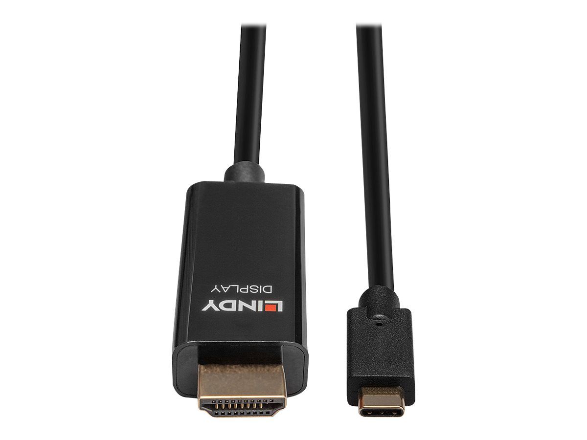 Lindy Adapterkabel - USB-C männlich zu HDMI männlich - 10 m - abgeschirmt - Schwarz - rund, aktiver Chip, unterstützt 4K 60 Hz (4096 x 2160)