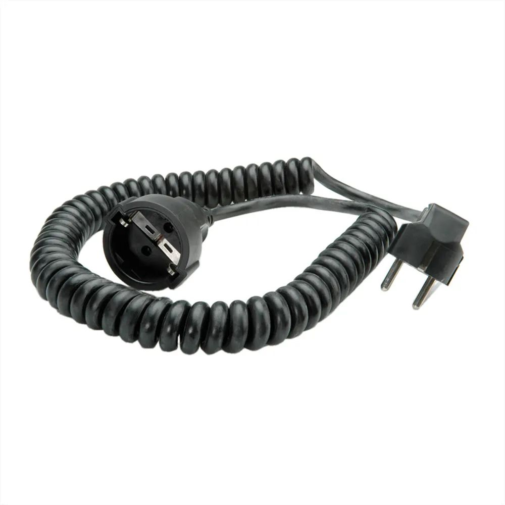 BACHMANN Schutzkontakt-Spiralverlängerung 230V/16A, schwarz, 4 m