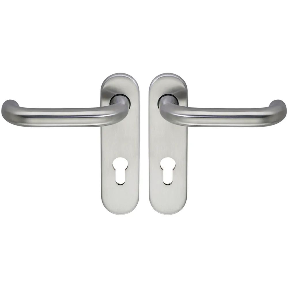 ECO Drückergarnitur D110/KS mit Kurzschild PZ 72, TS 40-66 mm silber eloxiert