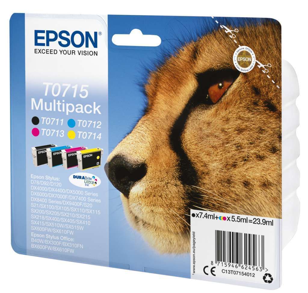 Epson T0715 Tinte Gepard Multi, Standard, 4 Farben