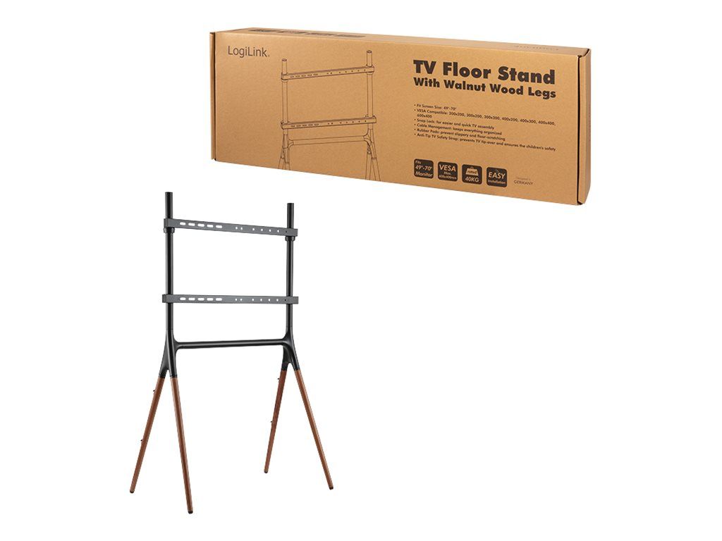 LogiLink Aufstellung - für LCD TV - Aluminium, Stahl, Walnussholz - Schwarz, Walnussholz - Bildschirmgröße: 124-178 cm (49"-70")