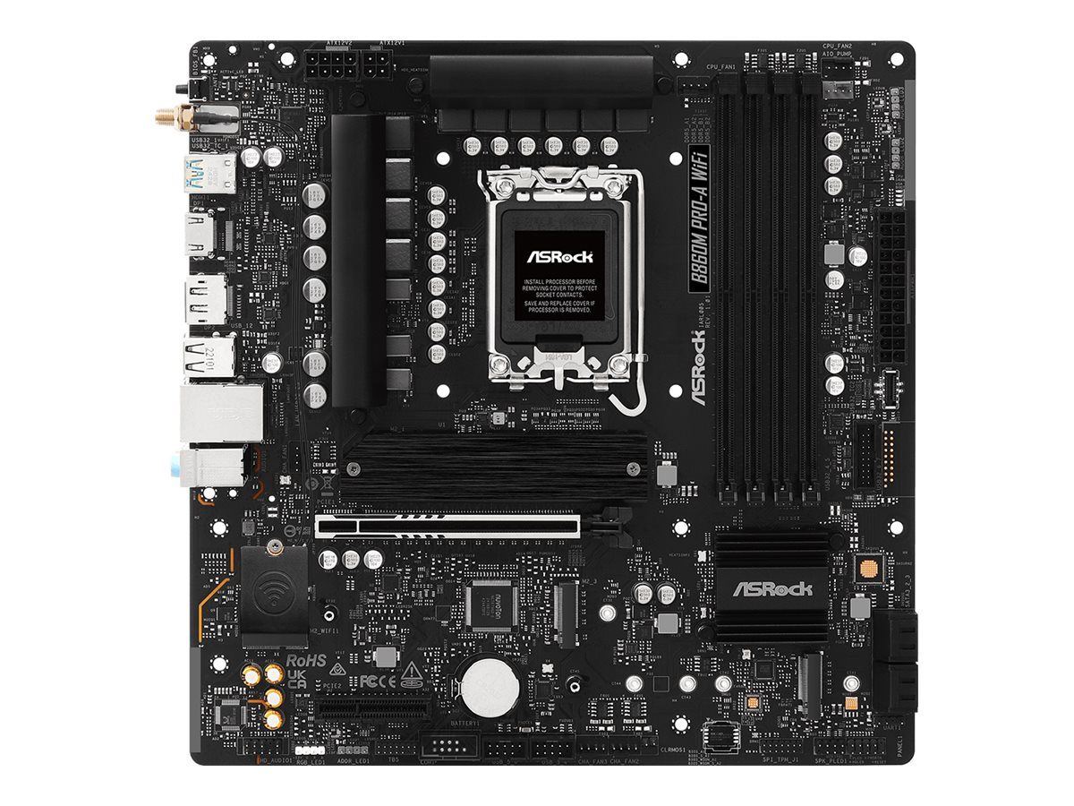 ASRock B860M Pro-A WiFi - Motherboard - micro ATX - LGA1851-Sockel - B860 Chipsatz - USB-C 3.2 Gen 2x2, USB-C 3.2 Gen 1, USB 3.2 Gen 1 - 2.5 Gigabit LAN - Onboard-Grafik (CPU erforderlich)