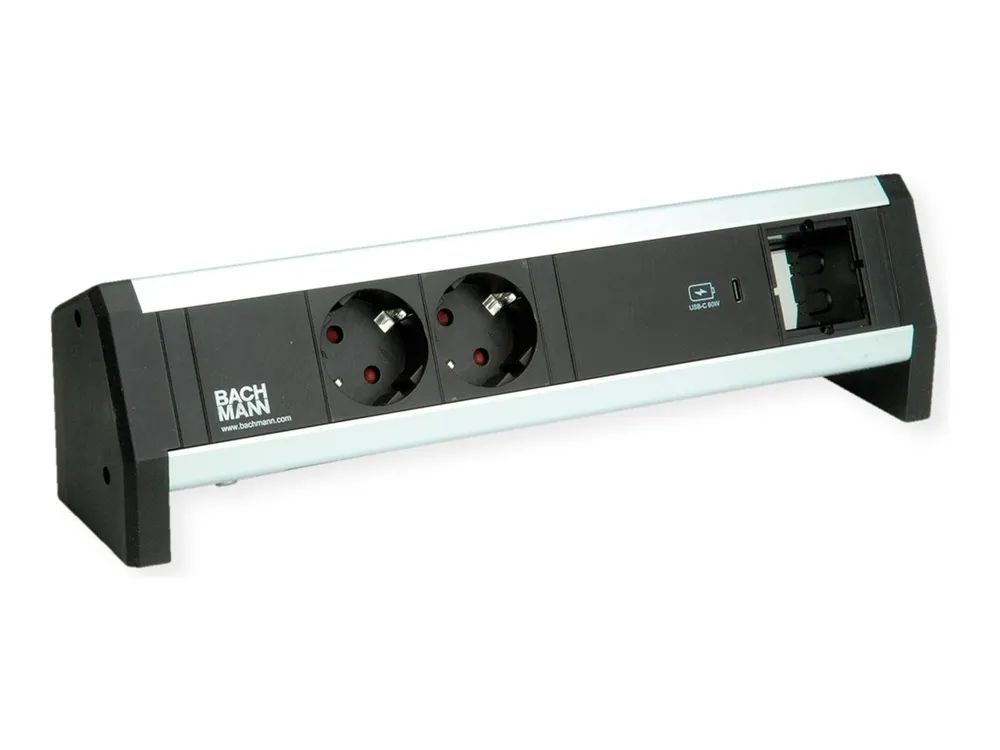 Bachmann DESK 1 - Steckdosenleiste - Wechselstrom 250 V - Eingabe, Eingang GST18i3 - Ausgangsanschlüsse: 2 (2 x CEE 7/3, 24 pin USB-C)