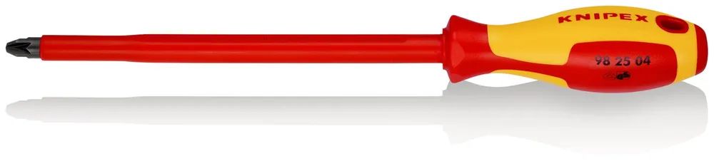 KNIPEX Schraubendreher für Kreuzschlitzschrauben Pozidriv® isolierender Mehrkomponenten-Griff, VDE-geprüft brüniert 320 mm