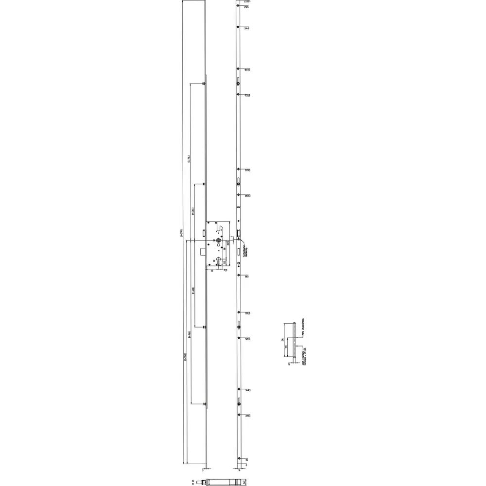 KFV MFV-Schloss BS 8100 ÖNORM, DM 55, Stulp 16 mm eckig, silber verzinkt
