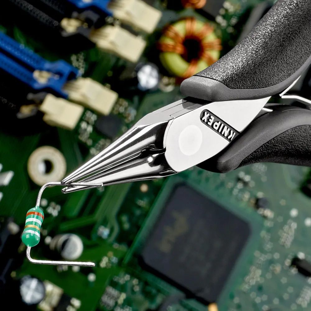 KNIPEX Elektronik-Greifzange ESD mit durchgestecktem Gelenk mit Mehrkomponenten-Hüllen 115 mm