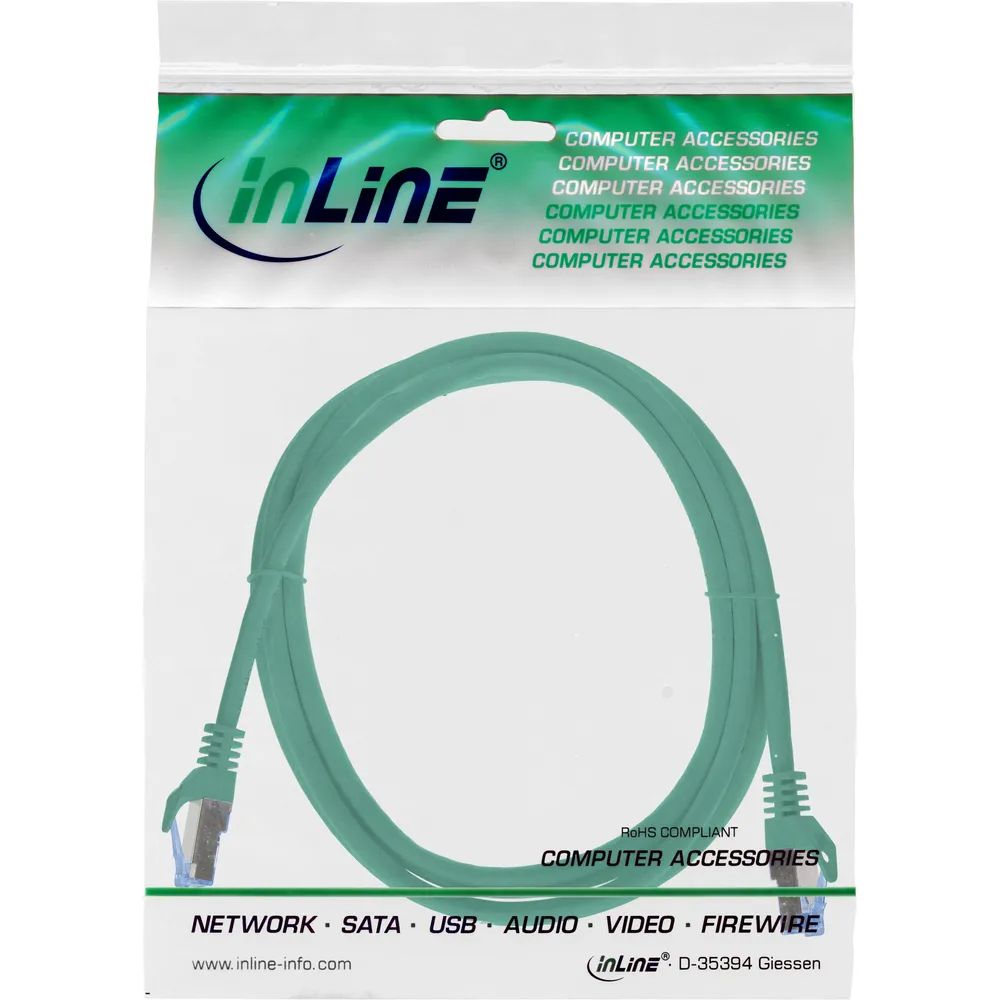InLine Patchkabel - Cat.6A - S/FTP - TPE (LSZH) - CCA - grün - 1m