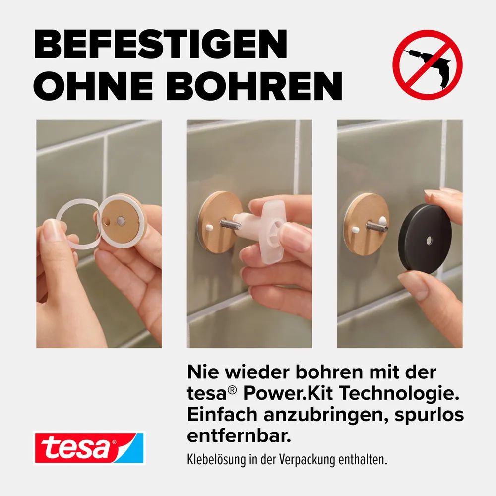 tesa® ALUXX BLACK Duschkorb Einzeln, schwarz, ohne Bohren