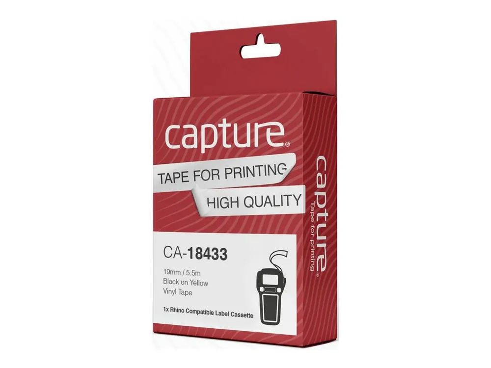Capture CA-18433 - Schwarz auf gelb - Etikettenrolle - Schwarz - Gelb - Vinyl - 1,9 cm - 5,5 m