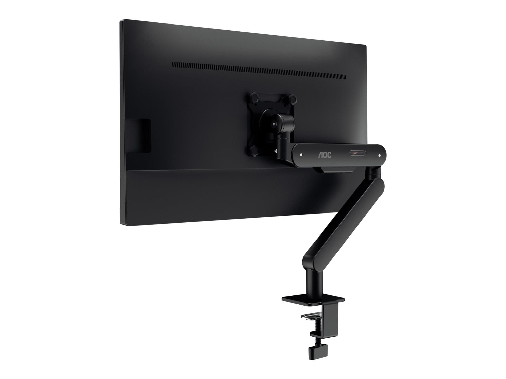 AOC AM400B - Befestigungskit (Monitorarm, Klemmmontagesockel, Tischplattenbohrung, Gasfeder) - einstellbarer Arm - für Flachbildschirm - Aluminiumlegierung - Schwarz - Bildschirmgröße: 43.18-86.36 cm (17"-34")