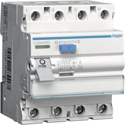 Hager FI-SCHALTER 40/4 0,03A G/A 4P. / HAGER CJG442D