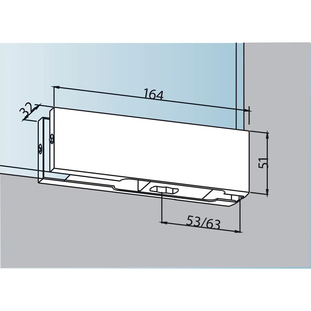 DORMA-Glas Unterer Eckbeschlag PT 10, Glas 10 mm, silber eloxiert (03.100)