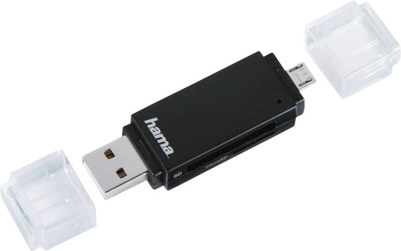 Hama USB-2.0-OTG-Kartenleser "Basic", SD/microSD, Schwarz