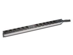 DIGITUS Steckdosenleiste mit Aluminiumprofil und Überlastschutz, 12-fach Schutzkontaktsteckdose, 2 x 2 m Zuleitung Schutzkontaktstecker