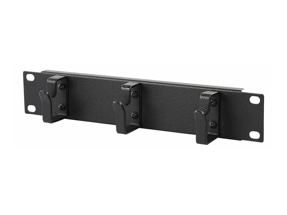 Lanview by Logon - Kabelführungsplatte für Schaltschrank - hook - Schwarz, RAL 9005 - 1U - 25.4 cm (10")