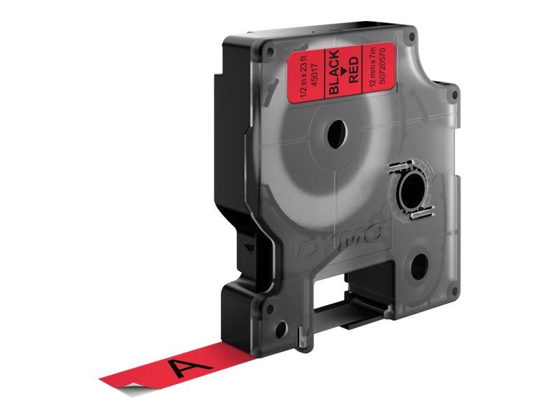 Dymo D1 - Entfernbarer Klebstoff - schwarz auf rot - Rolle (1,2 cm x 7 m)