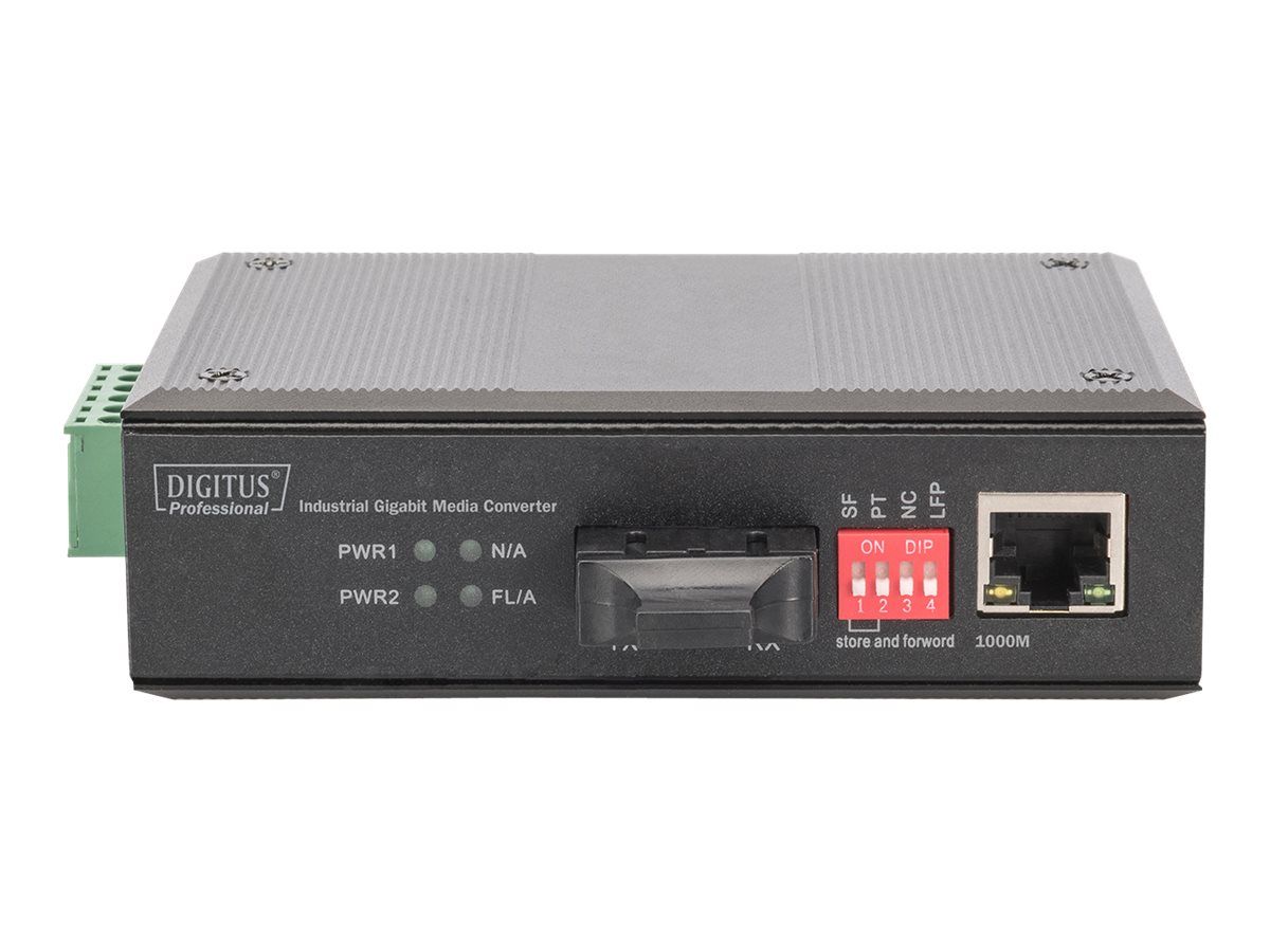 DIGITUS Industrieller Gigabit Medien Konverter RJ45, SC 0,5km