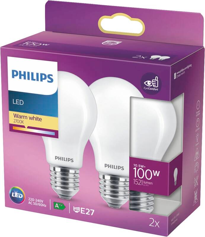 Philips LED classic 100W E27 A60 WW FR ND 2PF - 2er Pack