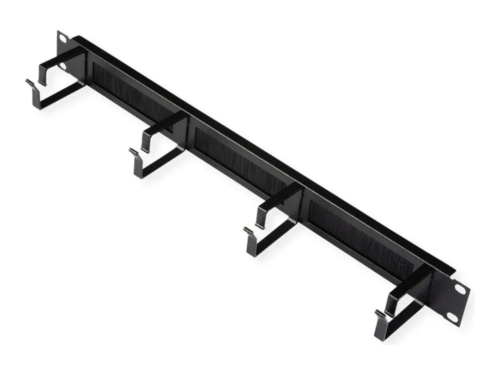 ROLINE Patch Panel - 44 x 60 mm, mit Bürstenstreifen - RAL 9005, Jet Black - 1U - 48.3 cm (19")