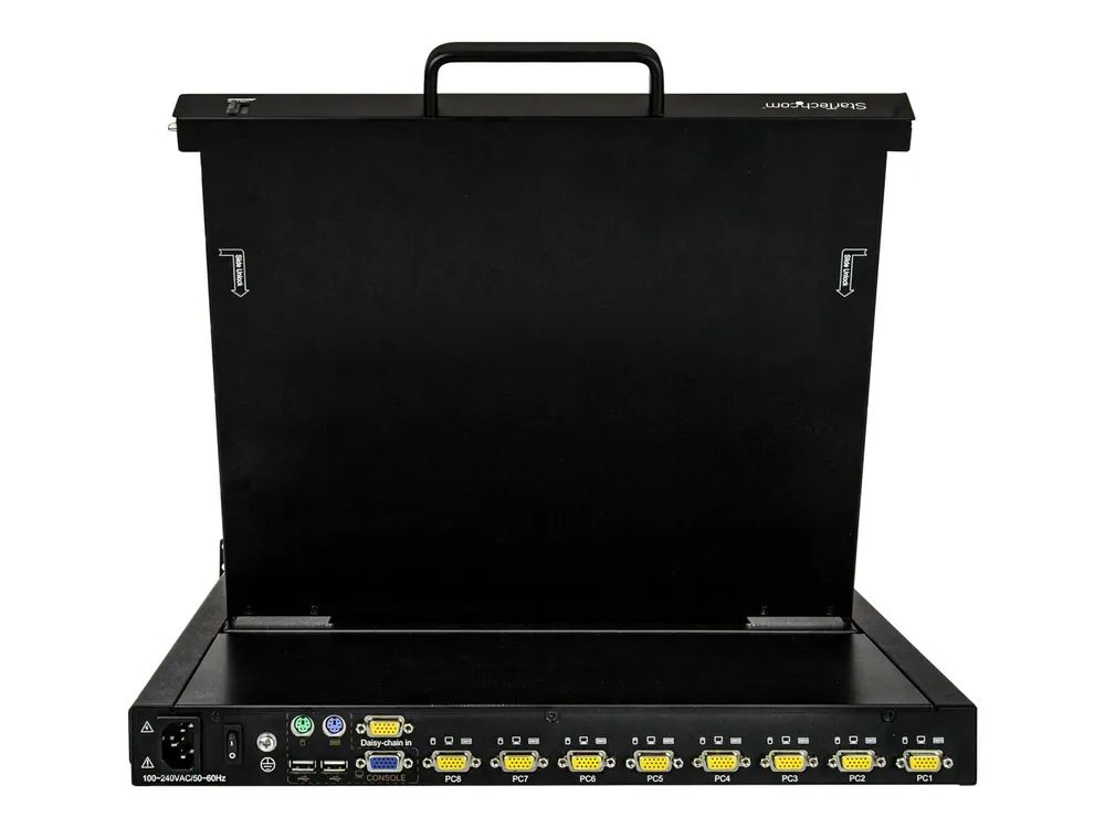 StarTech.com 8 Port Rack KVM Konsole mit 1,8 m Kabeln - US Tastatur(QWERTY), Integrierter KVM Switch mit 17" LCD Monitor - 1HE LCD KVM Konsole - OSD KVM - 50.000 MTBF - USB + VGA(RKCONS1708K) - KVM-Konsole mit KVM-Switch - 8 Anschlüsse - USB - 43.2 c