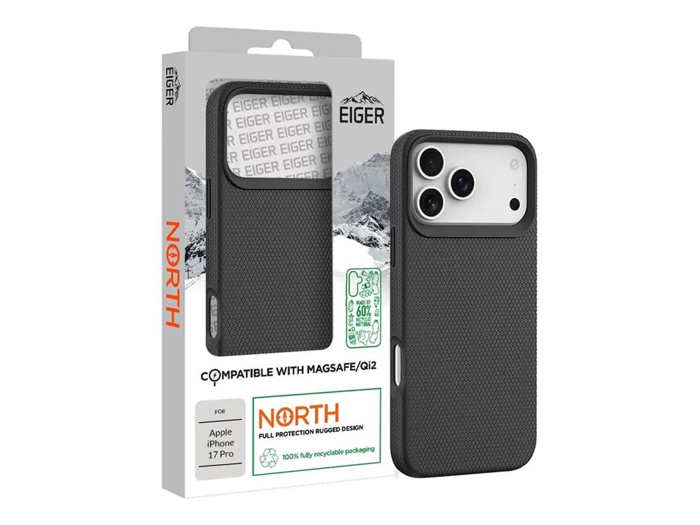 Eiger North - Hintere Abdeckung für Mobiltelefon - widerstandsfähig - 4 m drop-protection, GRS - MagSafe-Kompatibilität - Polycarbonat, Thermoplastisches Polyurethan (TPU)