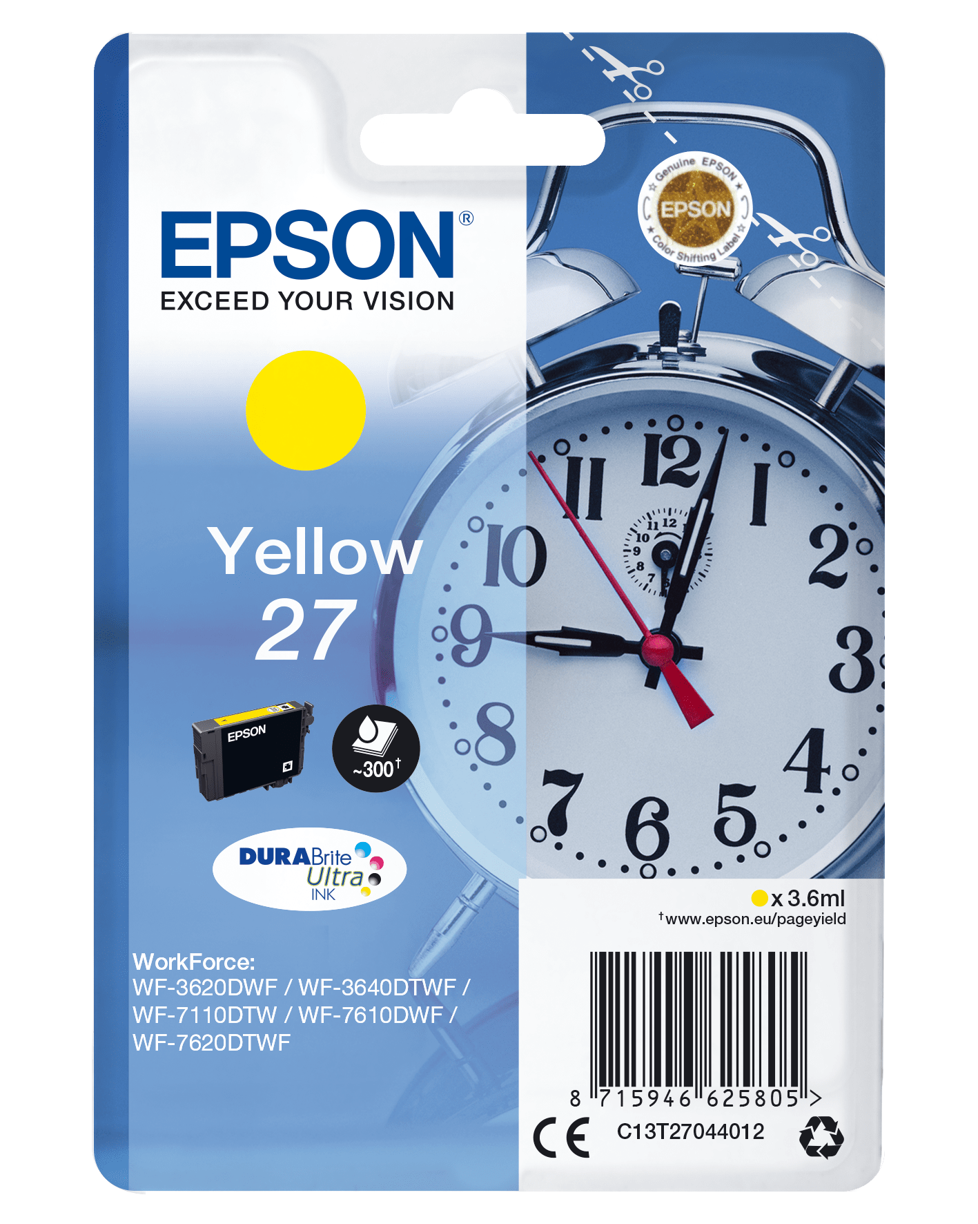 Epson 27 Tinte Wecker Single, Standard, gelb