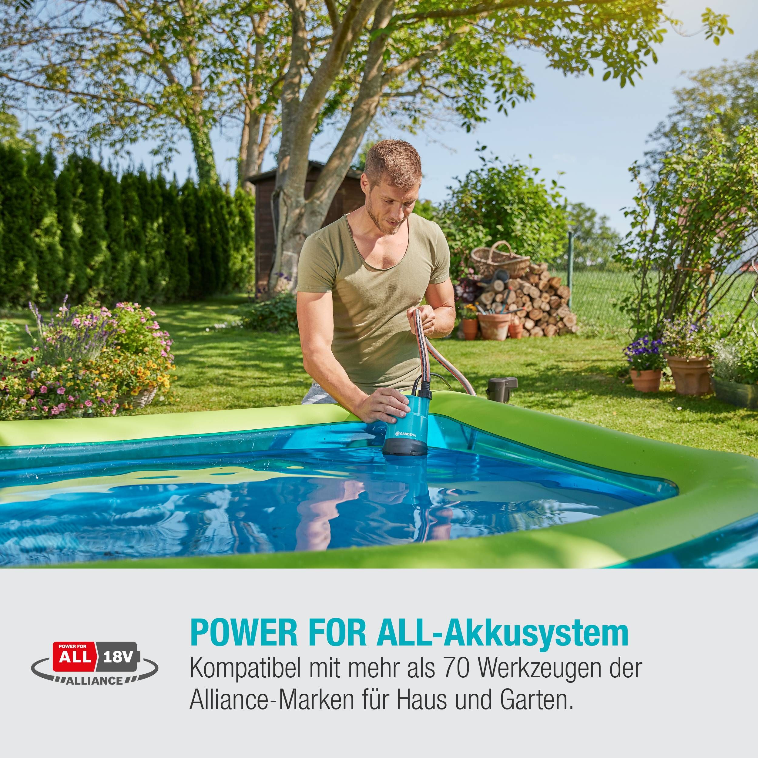 Gardena Akku-Klarwasser-Tauchpumpe 2000/2 18V P4A solo
