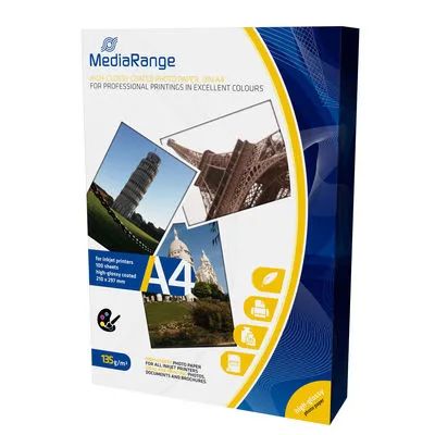 Media Range MediaRange DIN A4 Fotopapier für Tintenstrahldrucker hochglänzend 135g 1x100