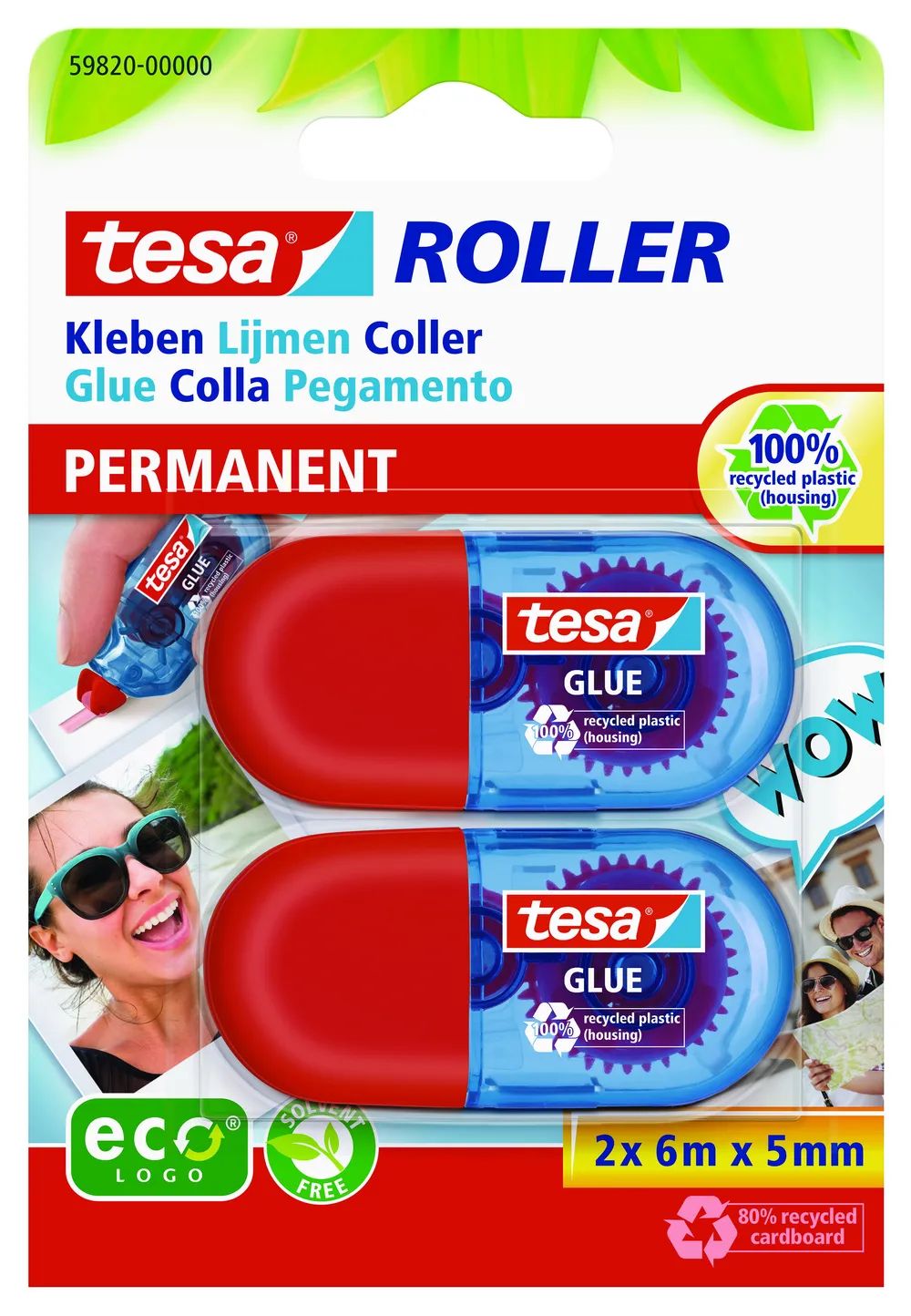 Tesa 59820 - Trocken - Bürokleinmaterial - Rot - 2er