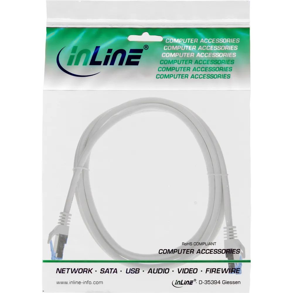InLine Patchkabel - Cat.6A - S/FTP - TPE (LSZH) - CCA - grau - 0,3m