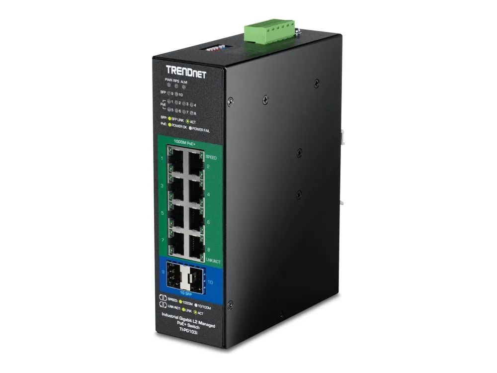 TRENDnet TI-PG103I - Version V1 - Switch - industrial, L2, 24-57V - managed - 8 x 10/100/1000 (PoE+)