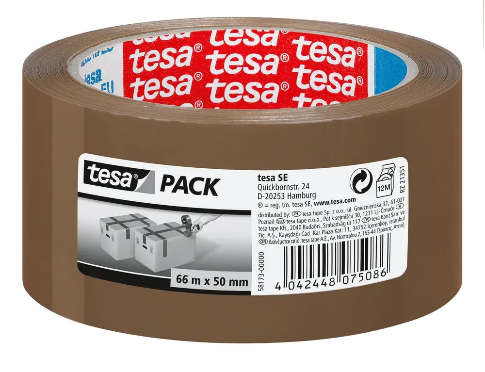 tesa® Verpackungsband Standard – 66 m x 50 mm – reißfest – ideal für Kartonverschlüsse