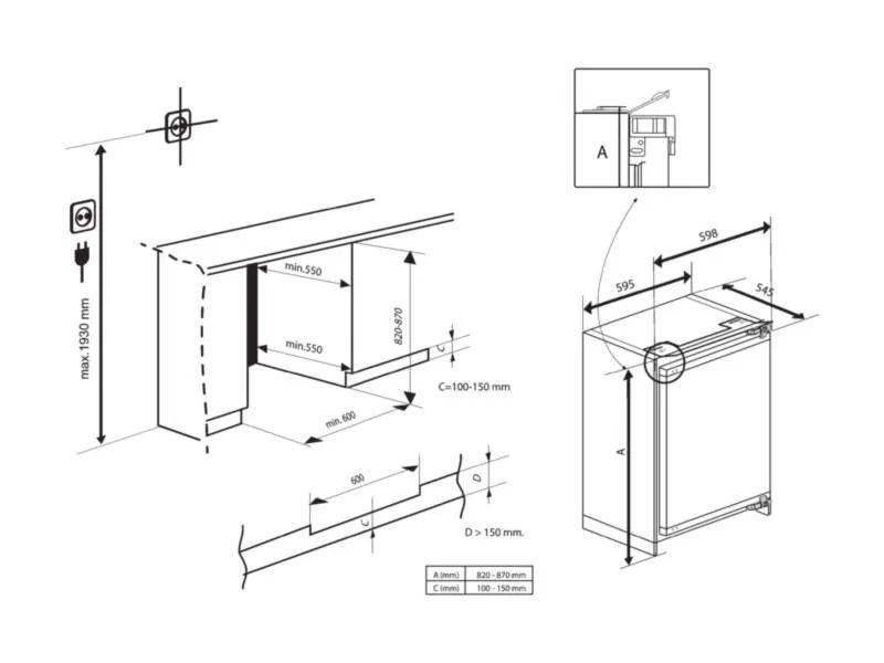 Beko BU1104N Unterbau-Kühlschrank 130L - Festürmontage