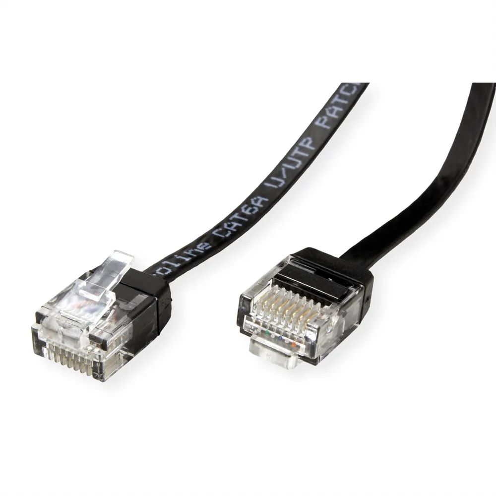 ROLINE UTP Patchkabel Cat.6A (Class EA), extra-flach, schwarz, 1,5 m