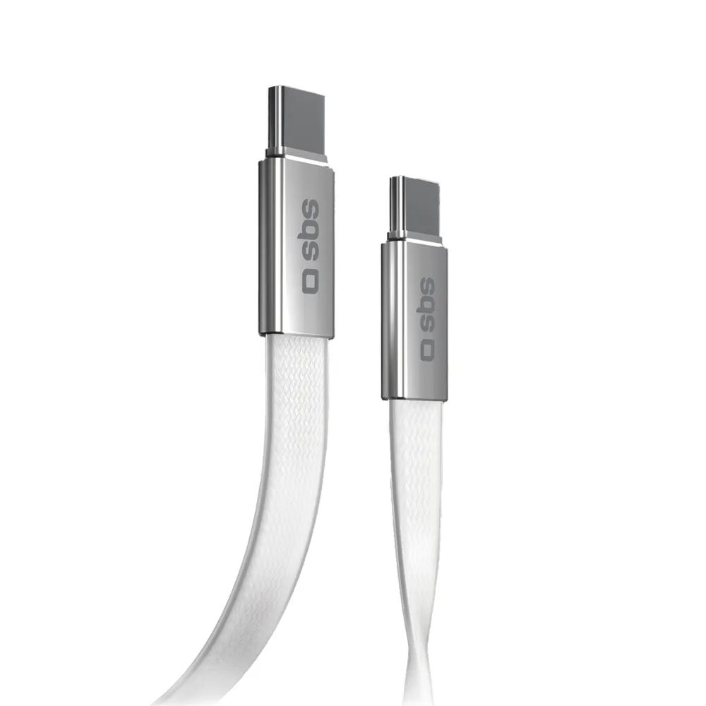 SBS Daten- u. Ladekabel, USB-C  USB-C, 60W, 1m, flach silber