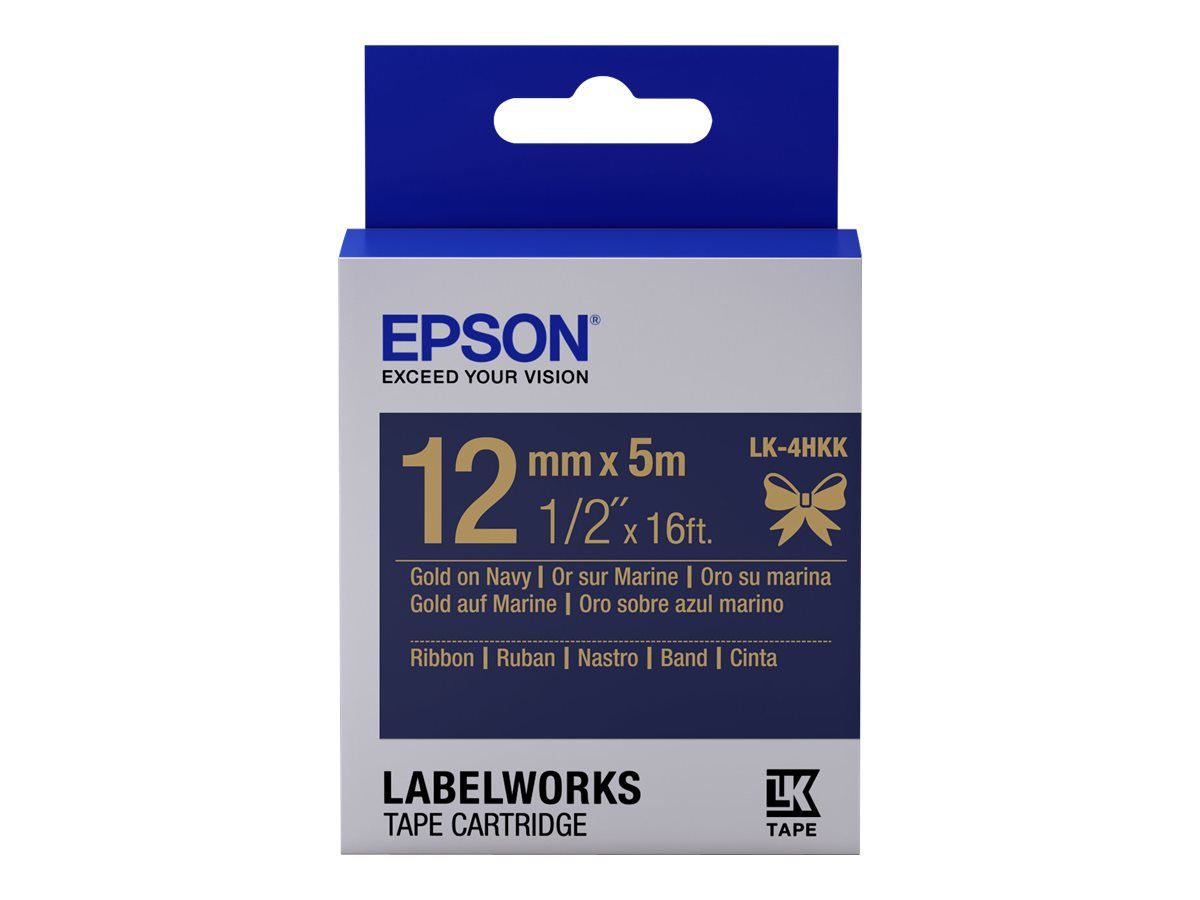 Epson LabelWorks LK-4HKK - Seidig - gold auf marineblau - Rolle (1,2 cm x 5 m)