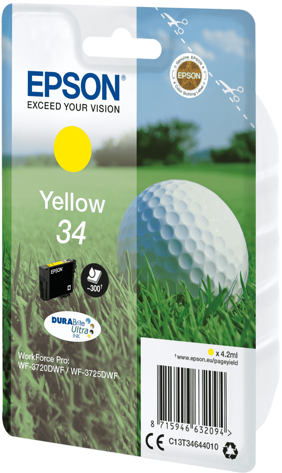 Epson 34 Tinte Golfball Singe, Standard, gelb