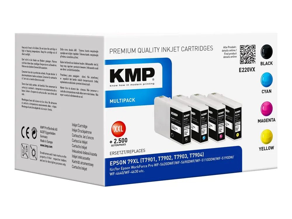 KMP MULTIPACK E220VX - 4er-Pack - Hohe Ergiebigkeit - Schwarz, Gelb, Cyan, Magenta - kompatibel - Tintenpatrone (Alternative zu: Epson 79XL)