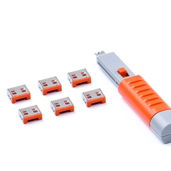 Smart Keeper Basic"USB-A Port" Blocker orange 6 Stk.+Key