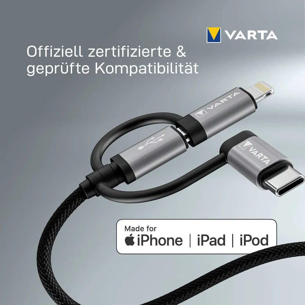 VARTA 3in1 Cable USB A-Light/Micro/TypeC