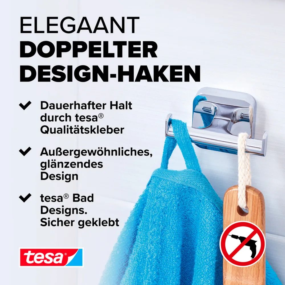 tesa® ELEGAANT Bademantelhaken, verchromt
