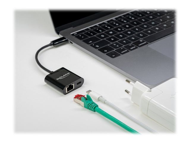 Delock Netzwerkadapter - USB-C 3.2 Gen 1 - Gigabit Ethernet x 1 + USB-C (nur Spannungsversorgung)