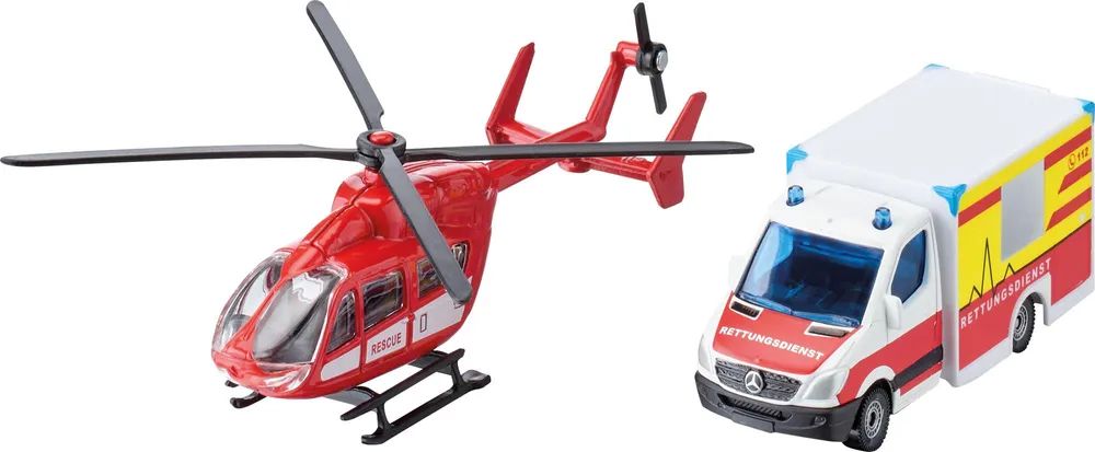 Siku SUPER Mercedes-Benz Rettungswagen und Helikopter
