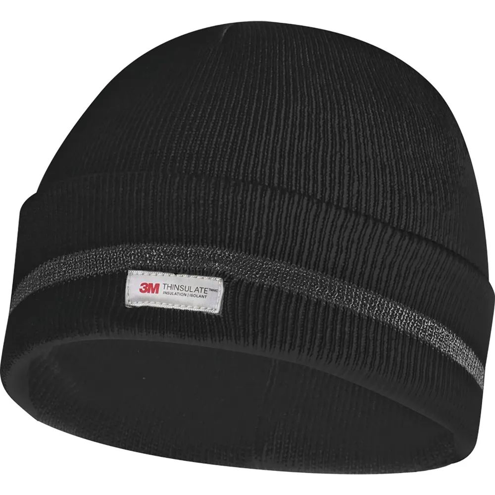 GEBOL Strick Haube - Mütze schwarz mit Reflektionsstreifen, Thinsulate Futter