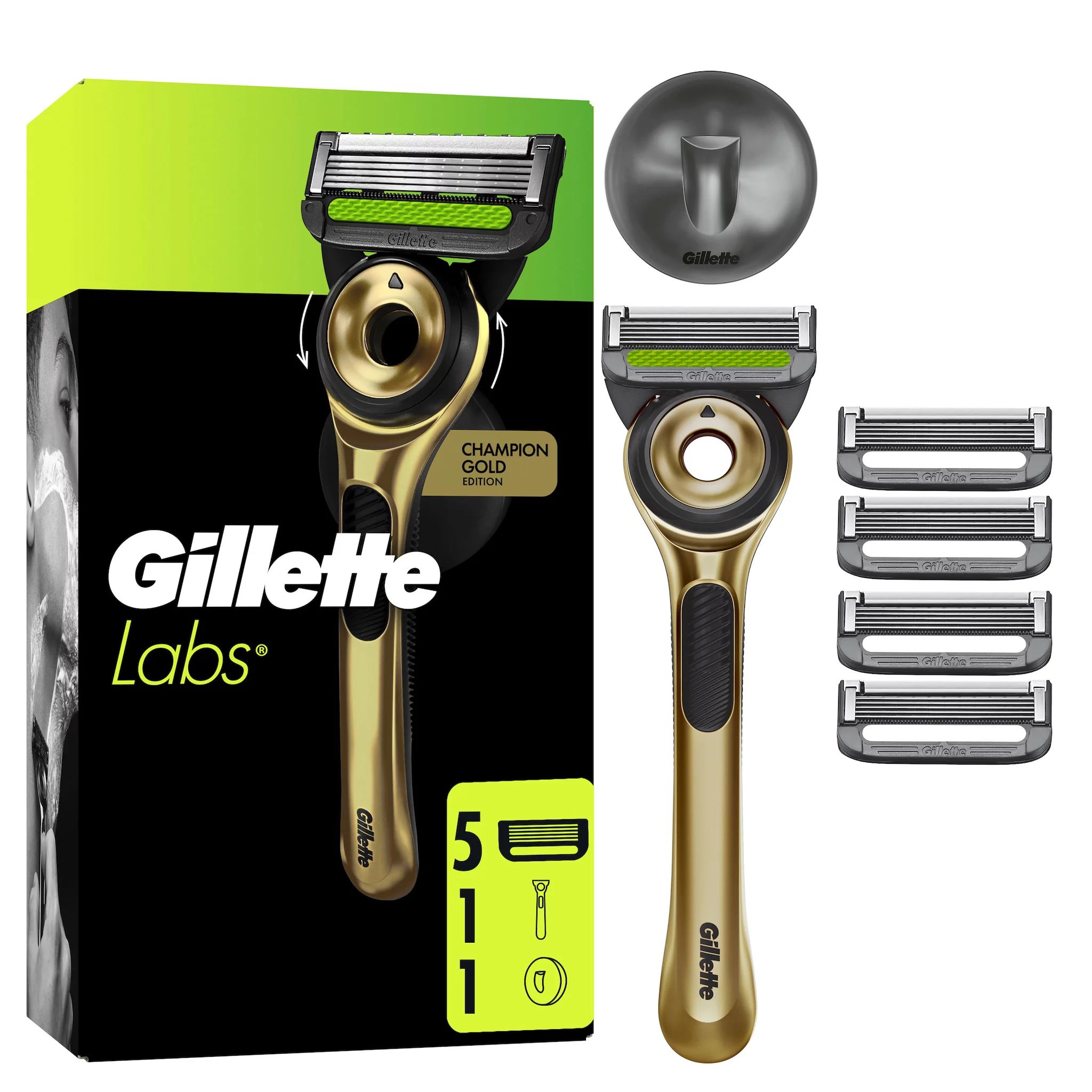 Gillette Labs Gold Systemklingen 5er + Handstück