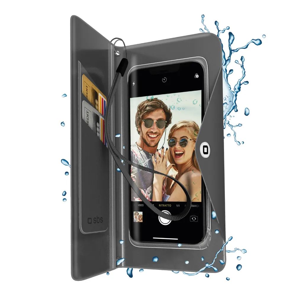 SBS Spritzwassergeschütztes Universal-Bookcase für Smartphones bis 6,8" schwarz