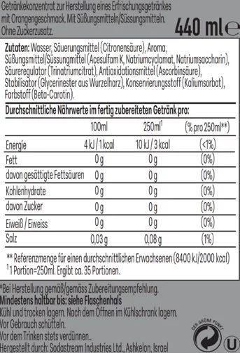 SodaStream drink mix Orange Zuckerfrei 440ml